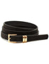 Thin Square Single Prong Buckle with Double Loop Sauded Faux Leather Belt